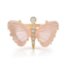 Small Hand Carved Gemstone Butterfly Ring