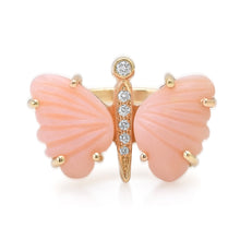 Small Hand Carved Gemstone Butterfly Ring