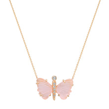 Small Hand Carved Gemstone Butterfly Necklace
