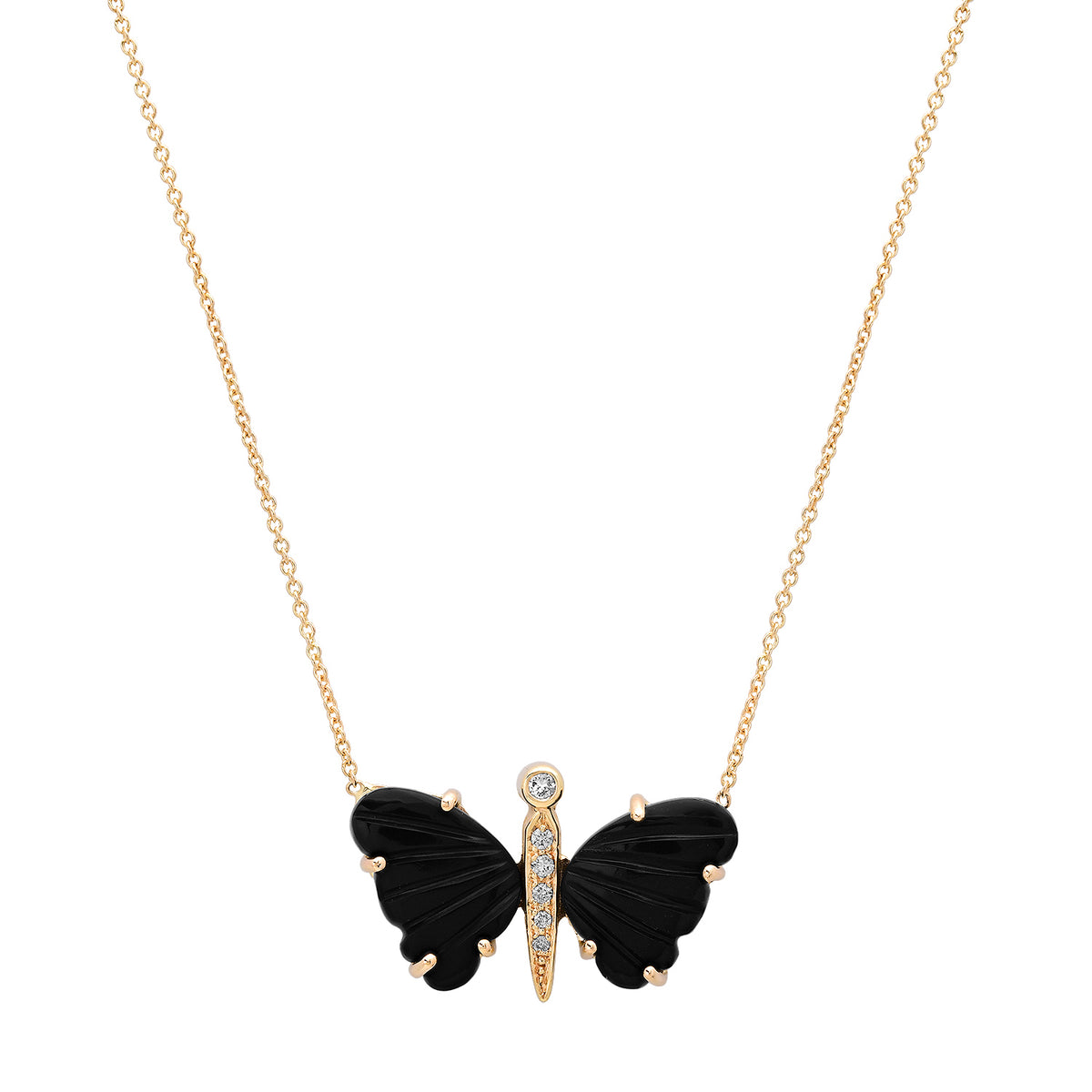 Small Hand Carved Gemstone Butterfly Necklace