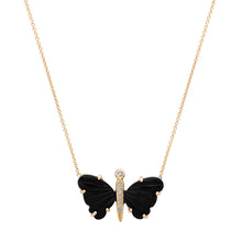 Small Hand Carved Gemstone Butterfly Necklace