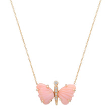 Small Hand Carved Gemstone Butterfly Necklace