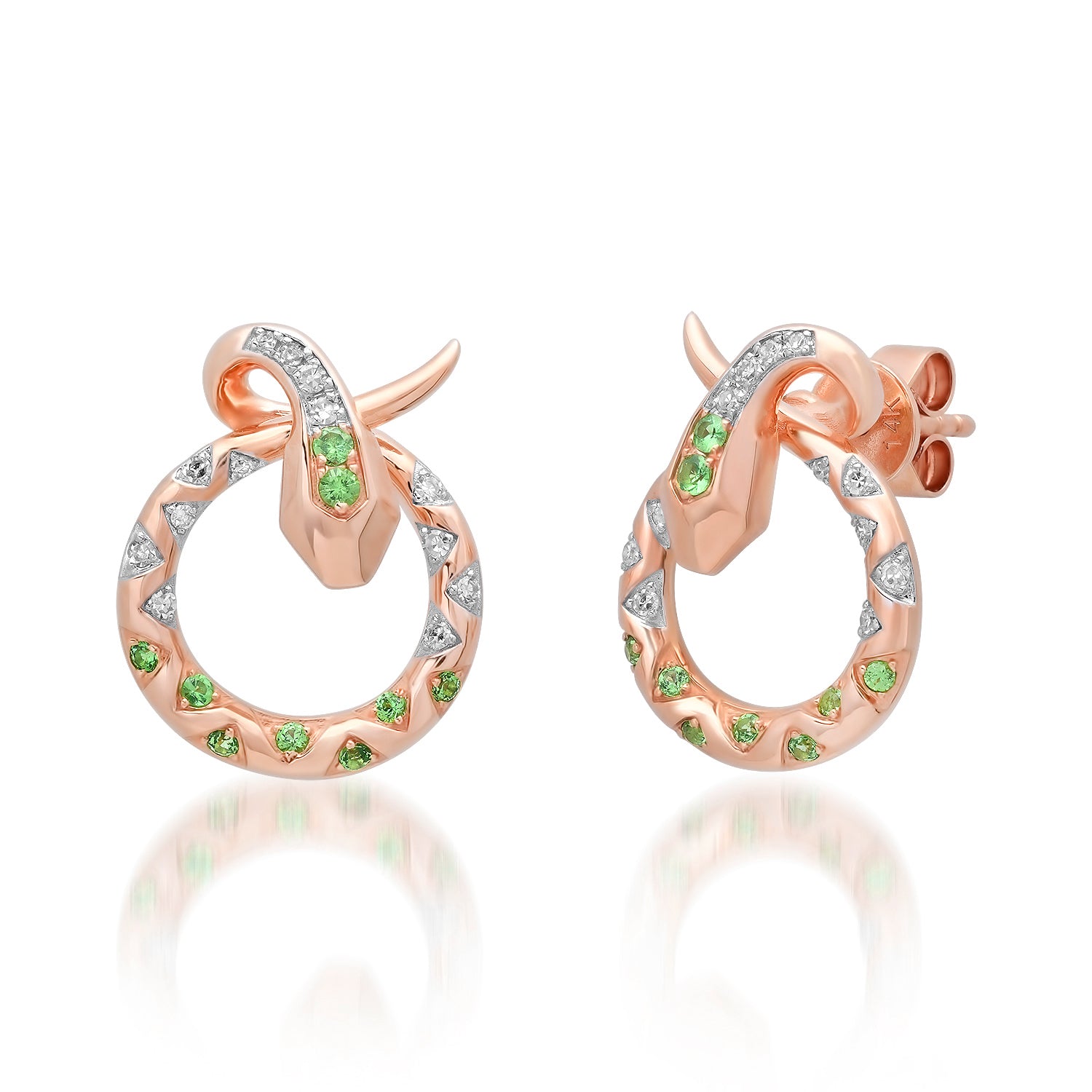 In Knots Twisted Tsavorite & Diamond Snake Stud Earrings