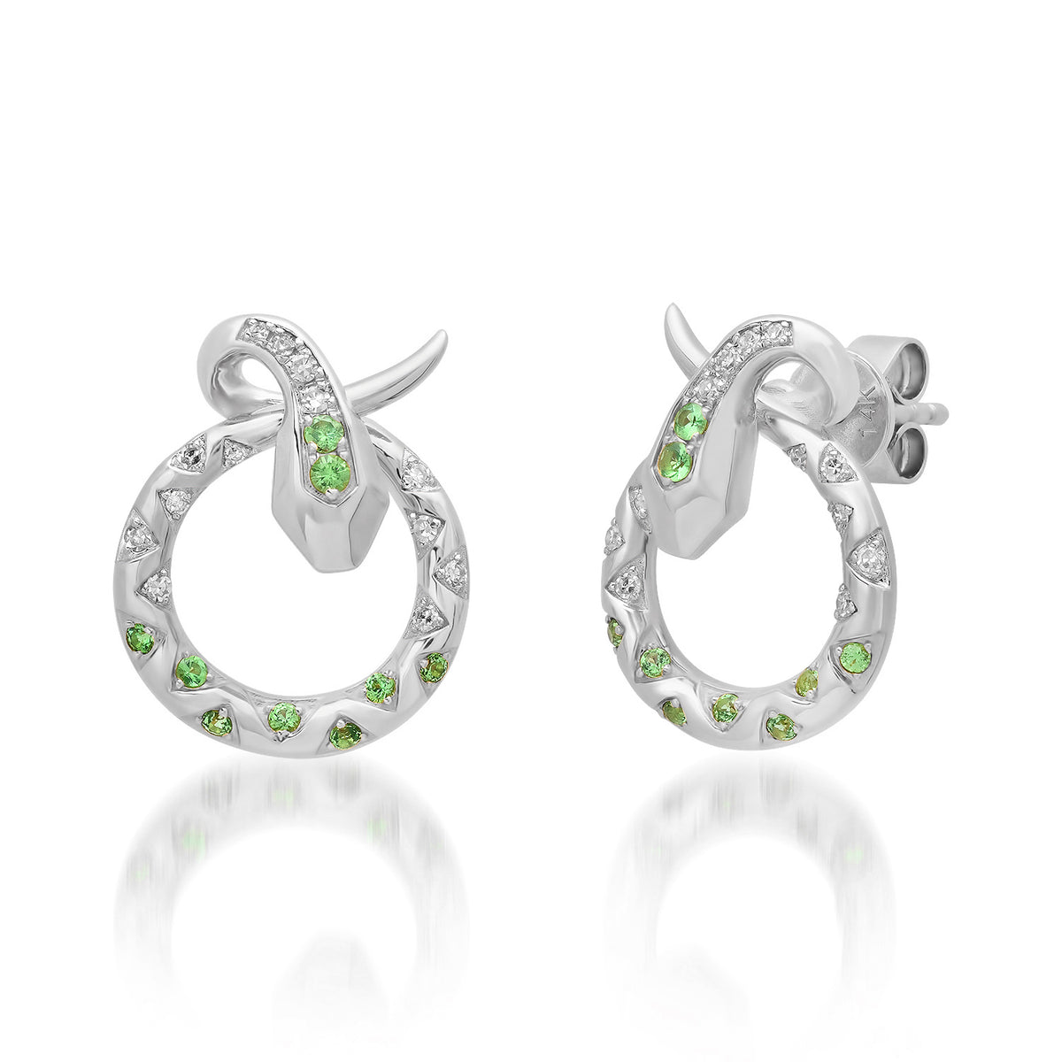 In Knots Twisted Tsavorite & Diamond Snake Stud Earrings