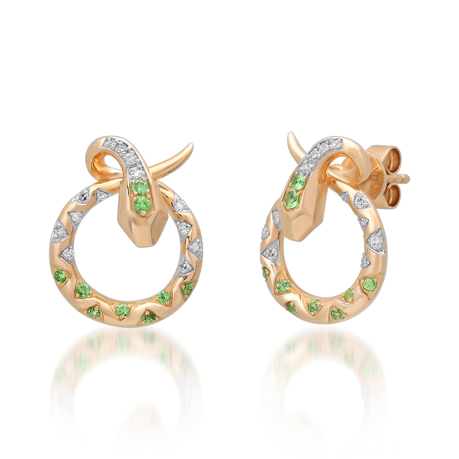 In Knots Twisted Tsavorite & Diamond Snake Stud Earrings