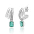 Graduated Triple Diamond Huggie with Emerald Drop Earrings