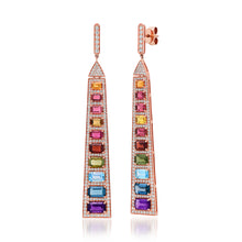 Statement Rainbow Sapphire & Diamond Bar Earrings