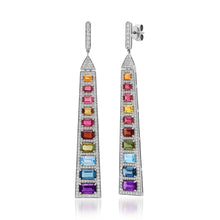 Statement Rainbow Sapphire & Diamond Bar Earrings