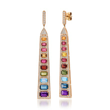 Statement Rainbow Sapphire & Diamond Bar Earrings