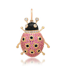Pave Ruby & Diamond Ladybug Charm with Onyx