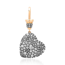 Hanging On By A Sparkle Puffy Diamond Heart Charm with Black Rhodium
