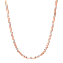 Ribbed Gold Necklace with Round Diamonds
