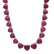 Graduated Glass Filled Ruby Tennis Necklace with Black Rhodium
