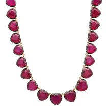 Graduated Glass Filled Ruby Tennis Necklace with Black Rhodium