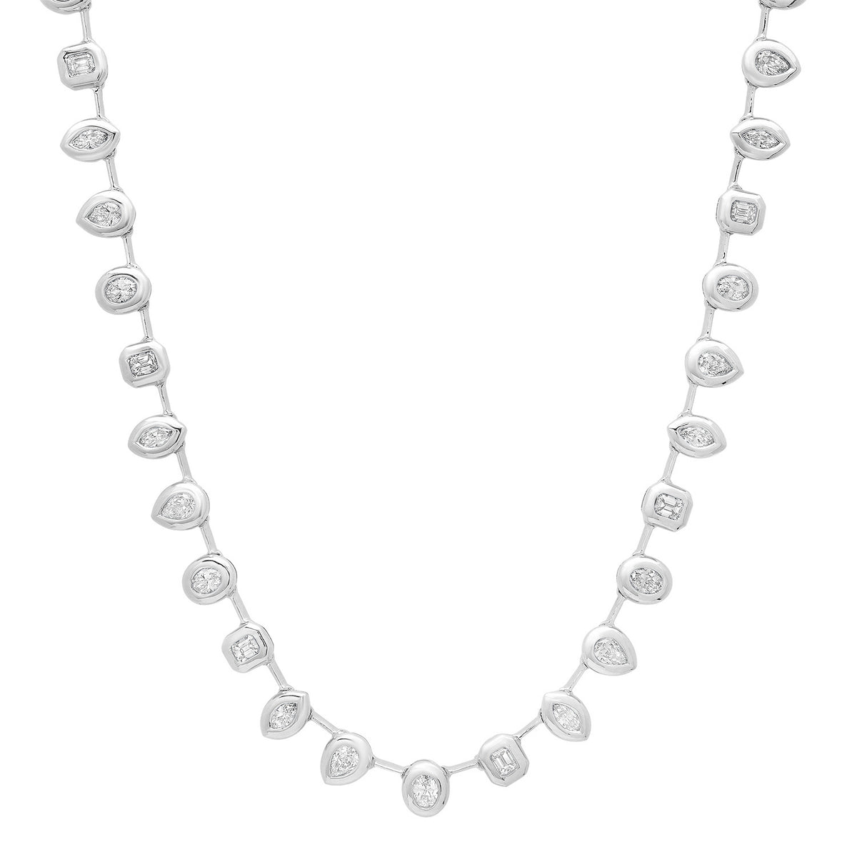 Juicy Mixed Shape Bezel Diamond Tennis Necklace