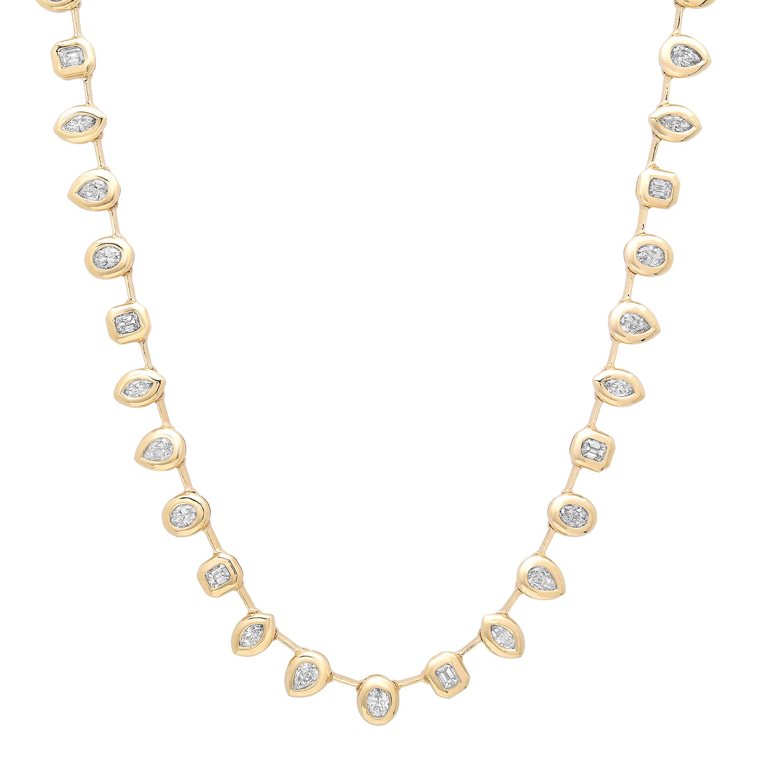 Juicy Mixed Shape Bezel Diamond Tennis Necklace