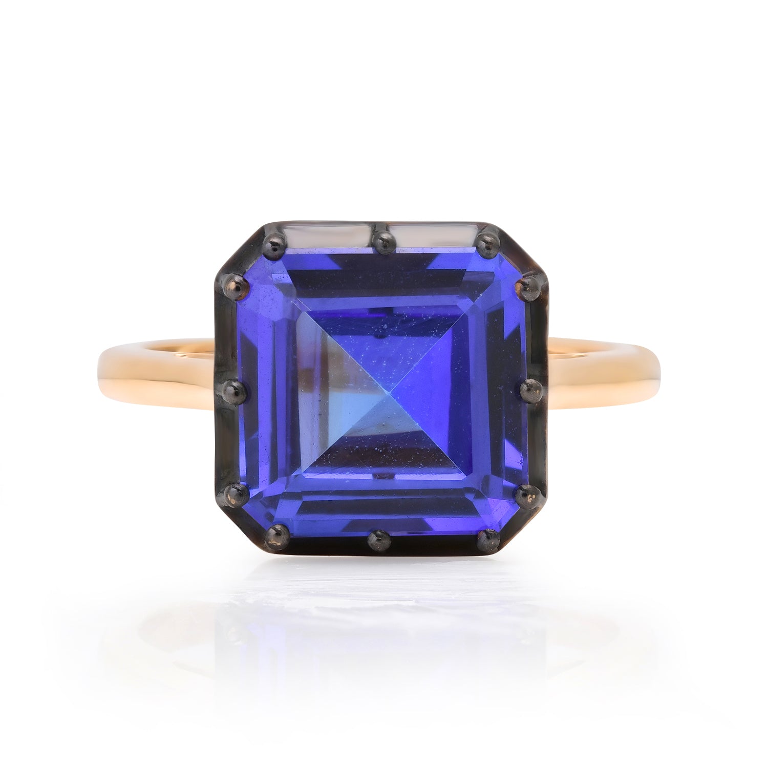 Asscher Cut Tanzanite & Black Rhodium Statement Ring