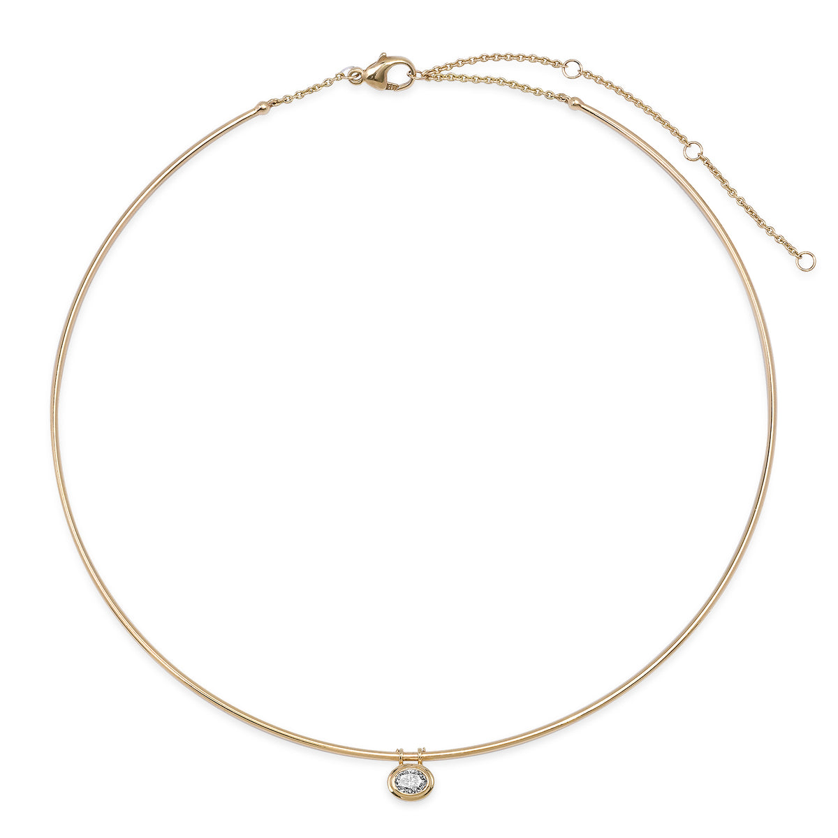 Gold Rod Collar Necklace with Oval Diamond
