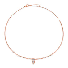 Gold Wire Collar Necklace with Mixed Shape Diamond Duo