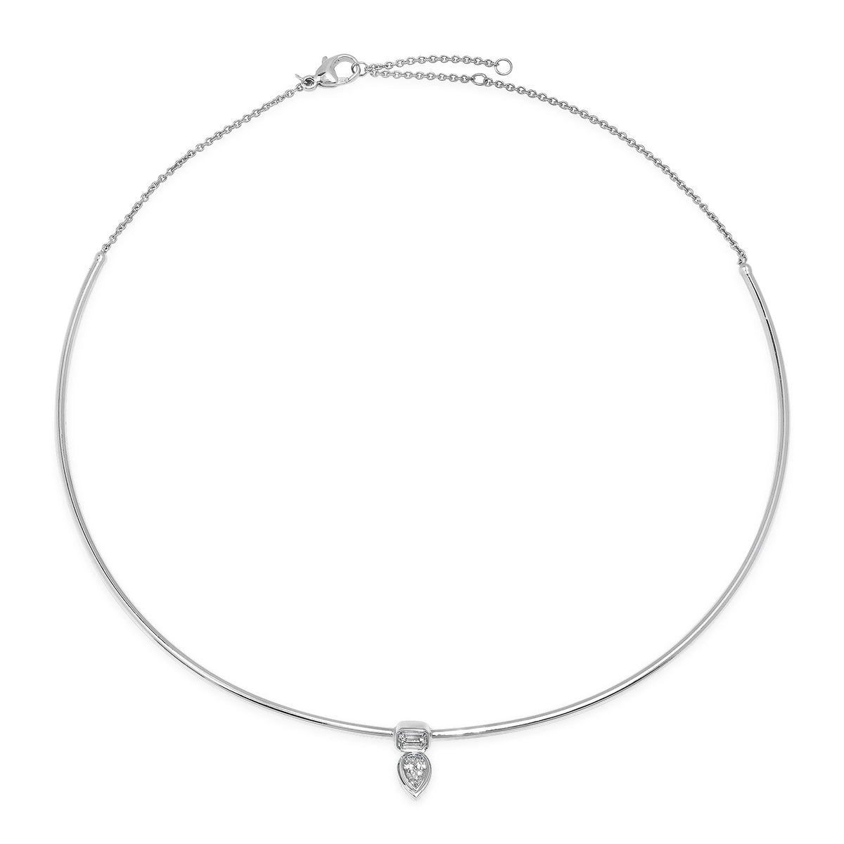 Gold Rod Collar Necklace with Oval Diamond