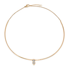 Gold Wire Collar Necklace with Mixed Shape Diamond Duo