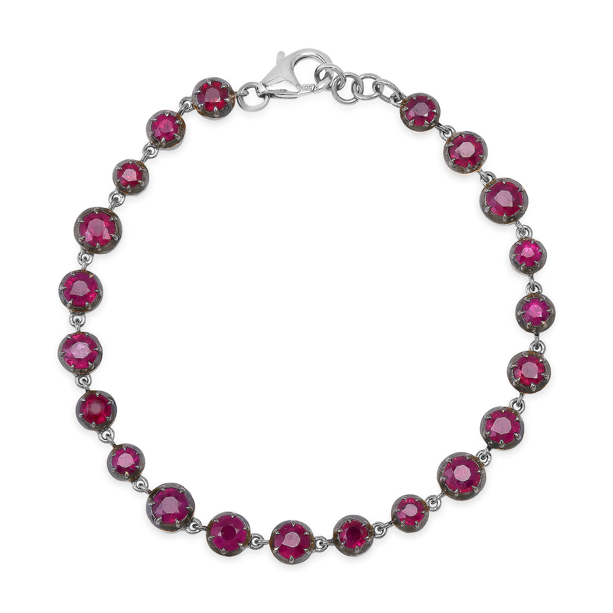 Round Ruby Tennis Bracelet with Black Rhodium