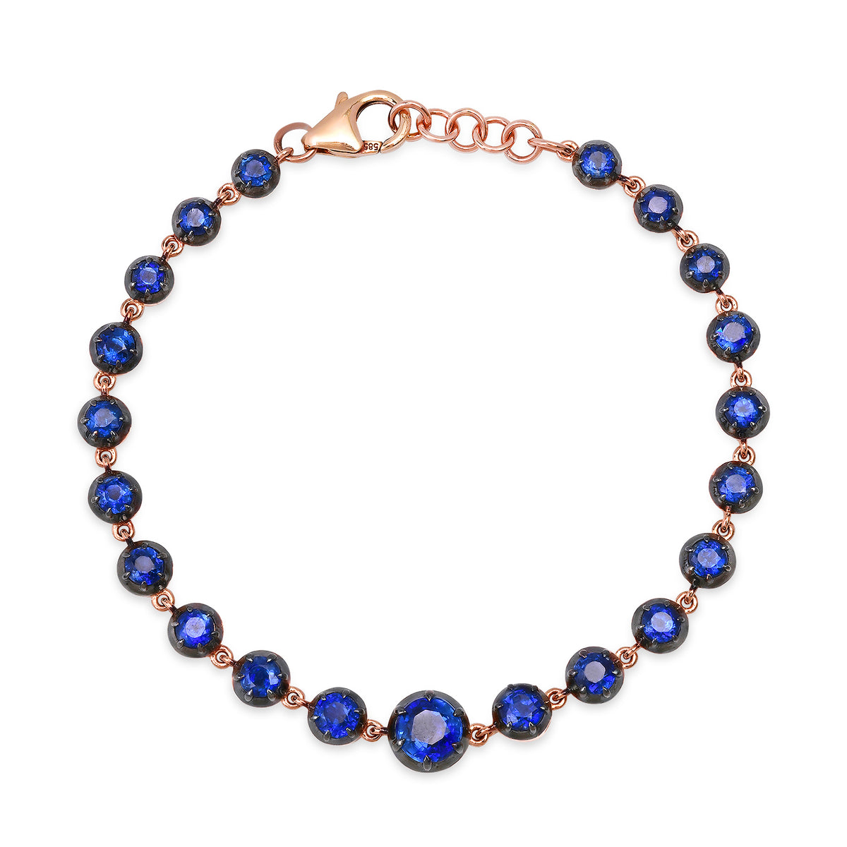 Graduated Round Kyanite Tennis Bracelet with Black Rhodium