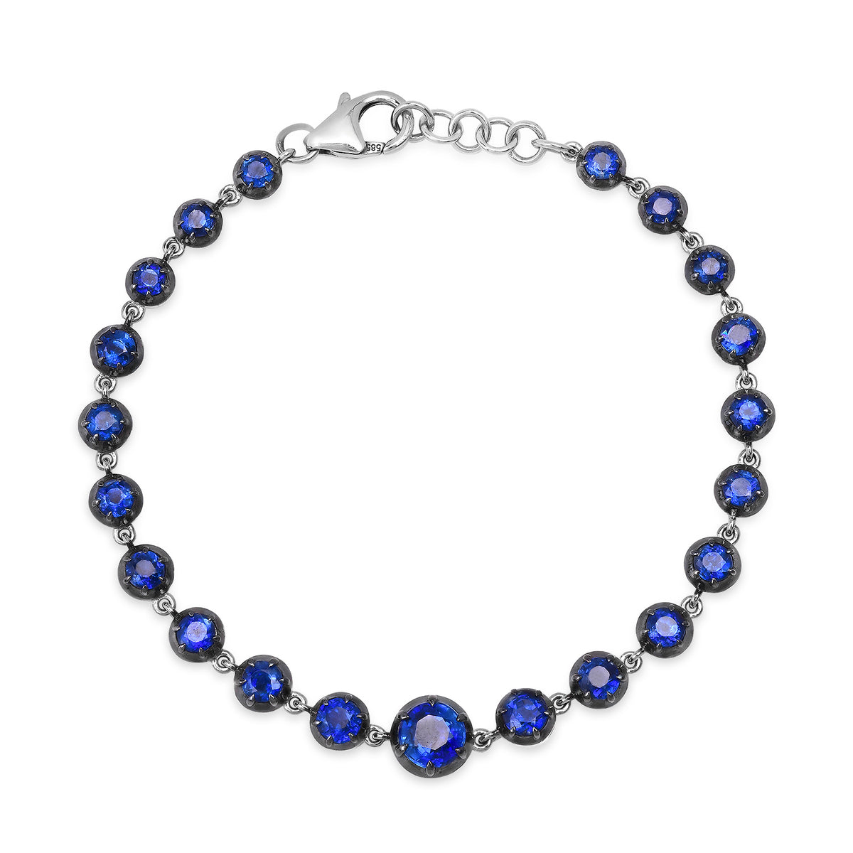 Graduated Round Kyanite Tennis Bracelet with Black Rhodium