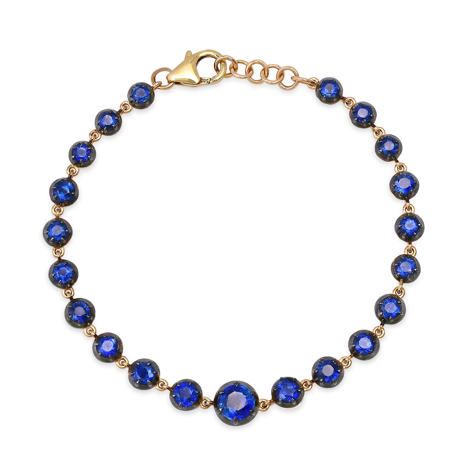 Graduated Round Kyanite Tennis Bracelet with Black Rhodium
