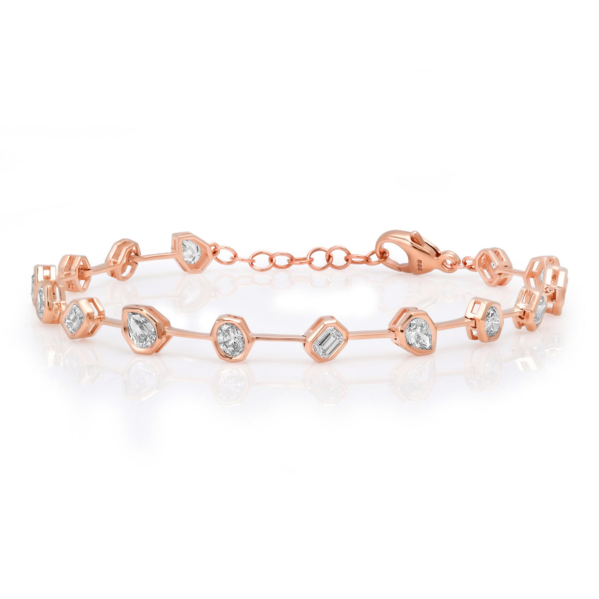 Segmented Bezel Set Diamond Shapes Bracelet