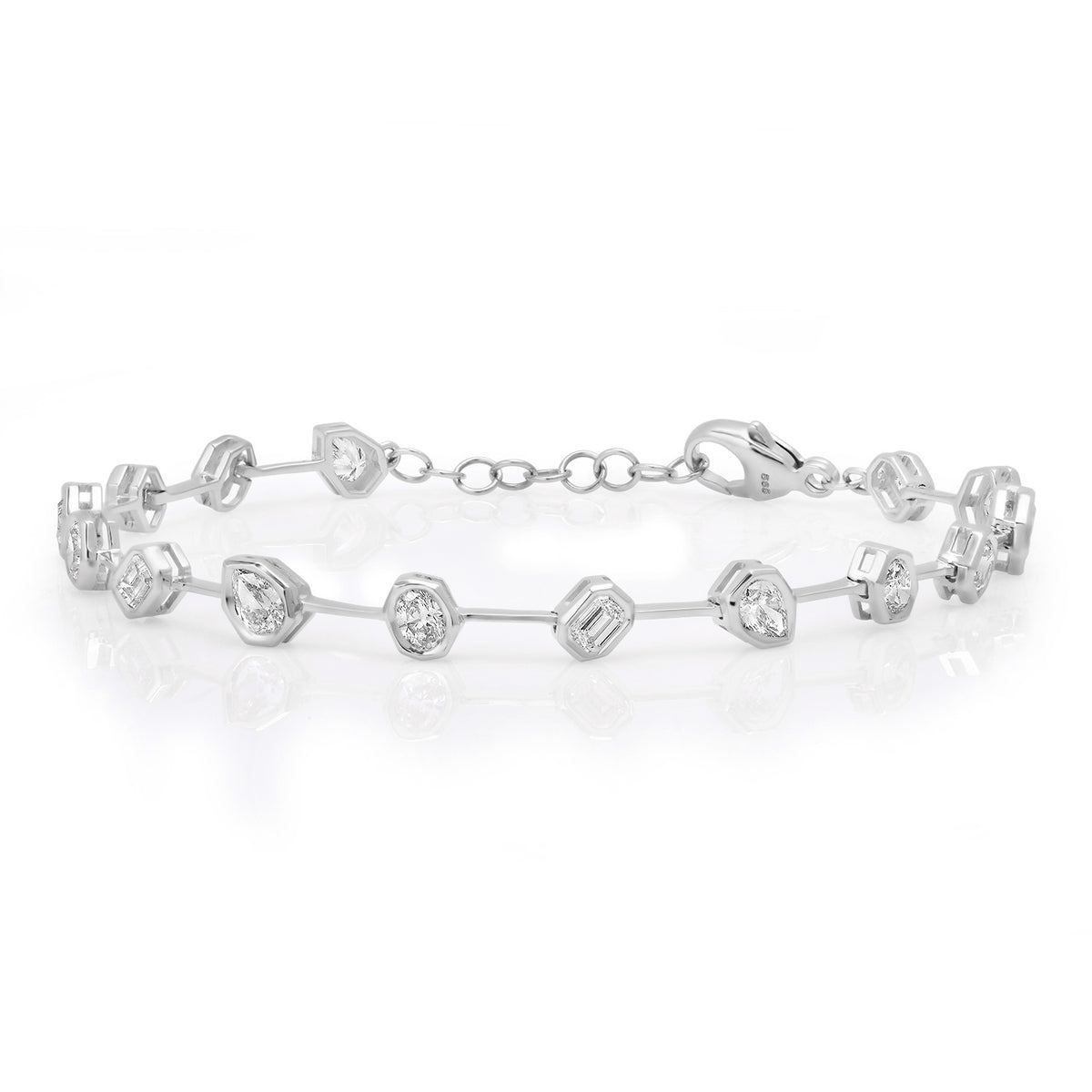 Segmented Bezel Set Diamond Shapes Bracelet