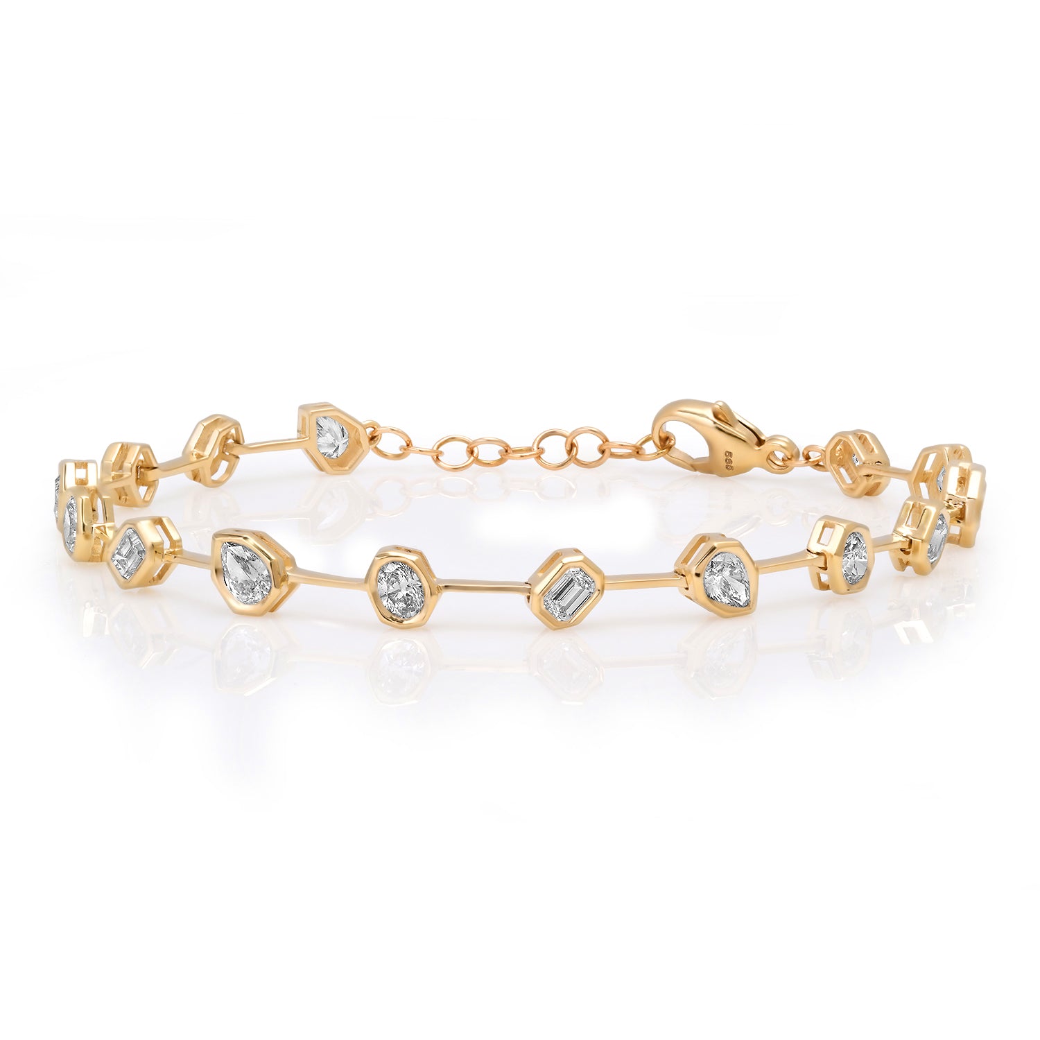 Segmented Bezel Set Diamond Shapes Bracelet