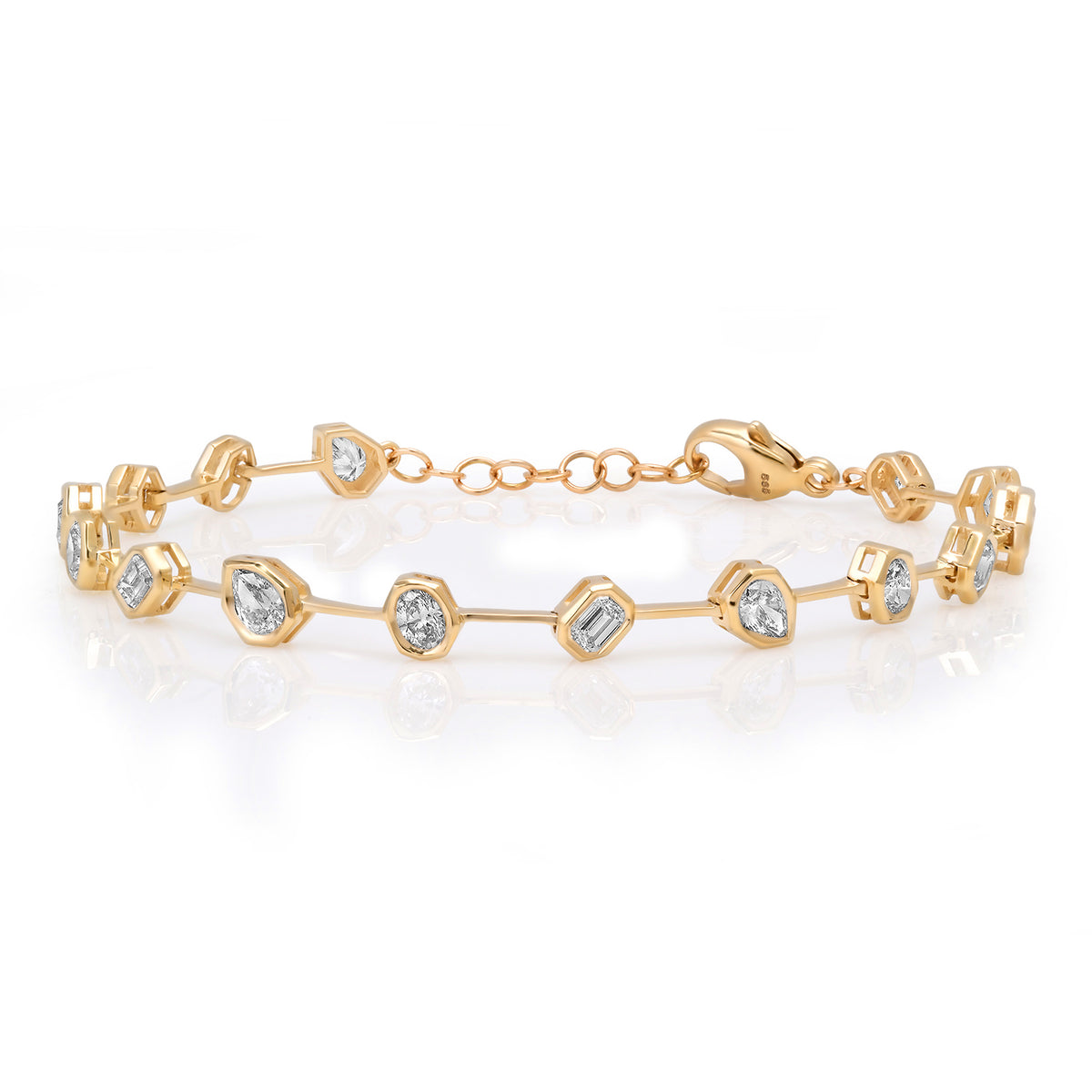Segmented Bezel Set Diamond Shapes Bracelet