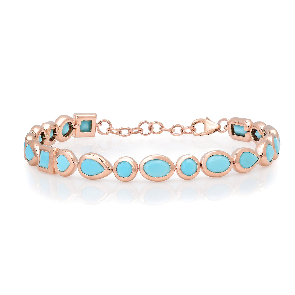 Bezel Set Mixed Shape Turquoise Bracelet