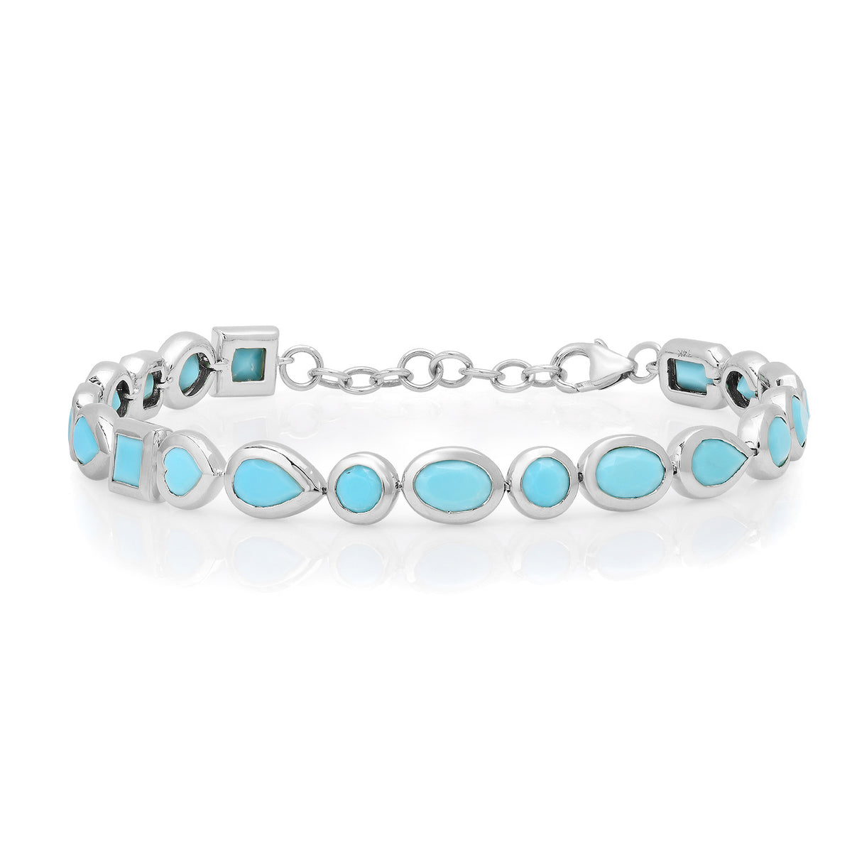 Bezel Set Mixed Shape Turquoise Bracelet