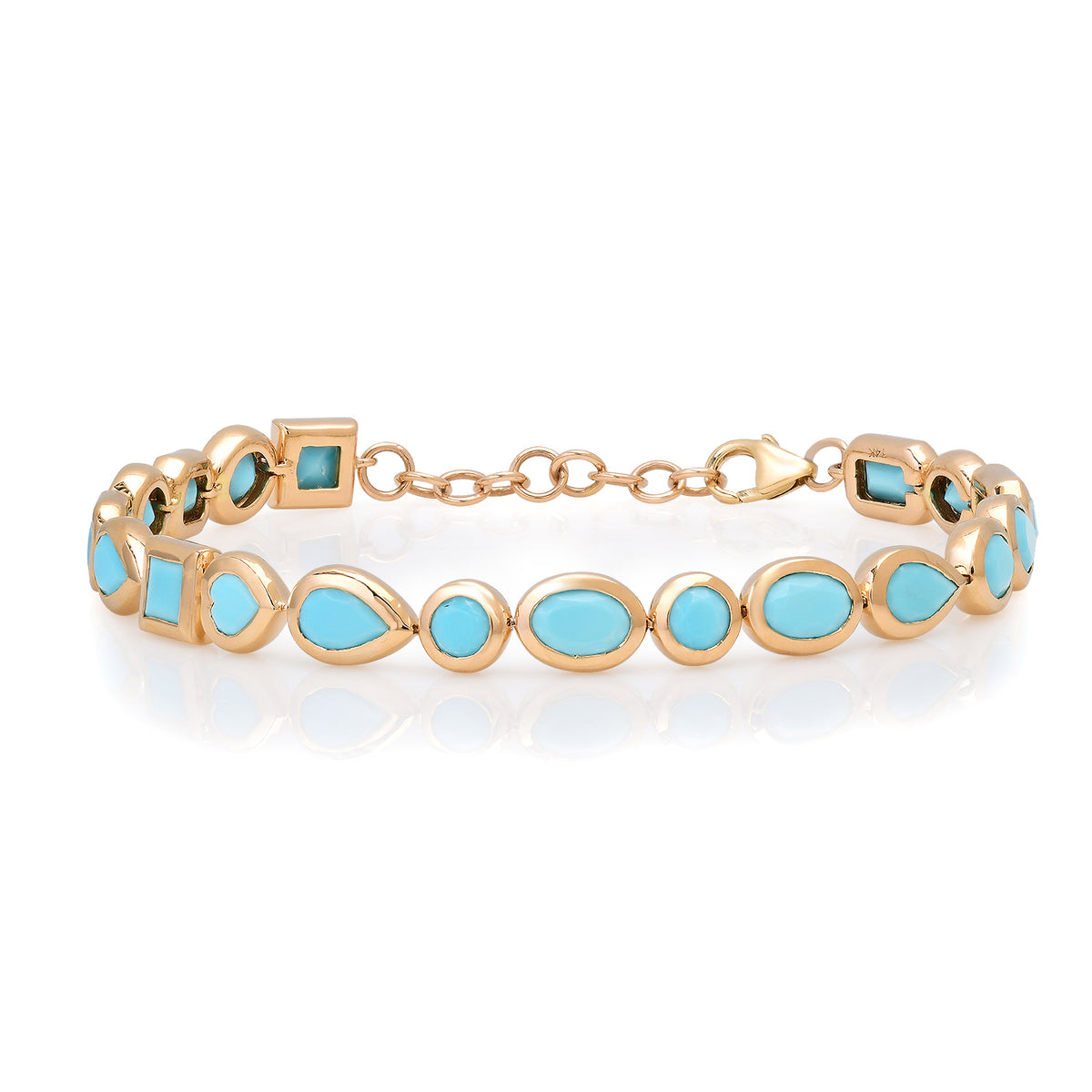 Bezel Set Mixed Shape Turquoise Bracelet