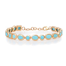 Bezel Set Mixed Shape Turquoise Bracelet