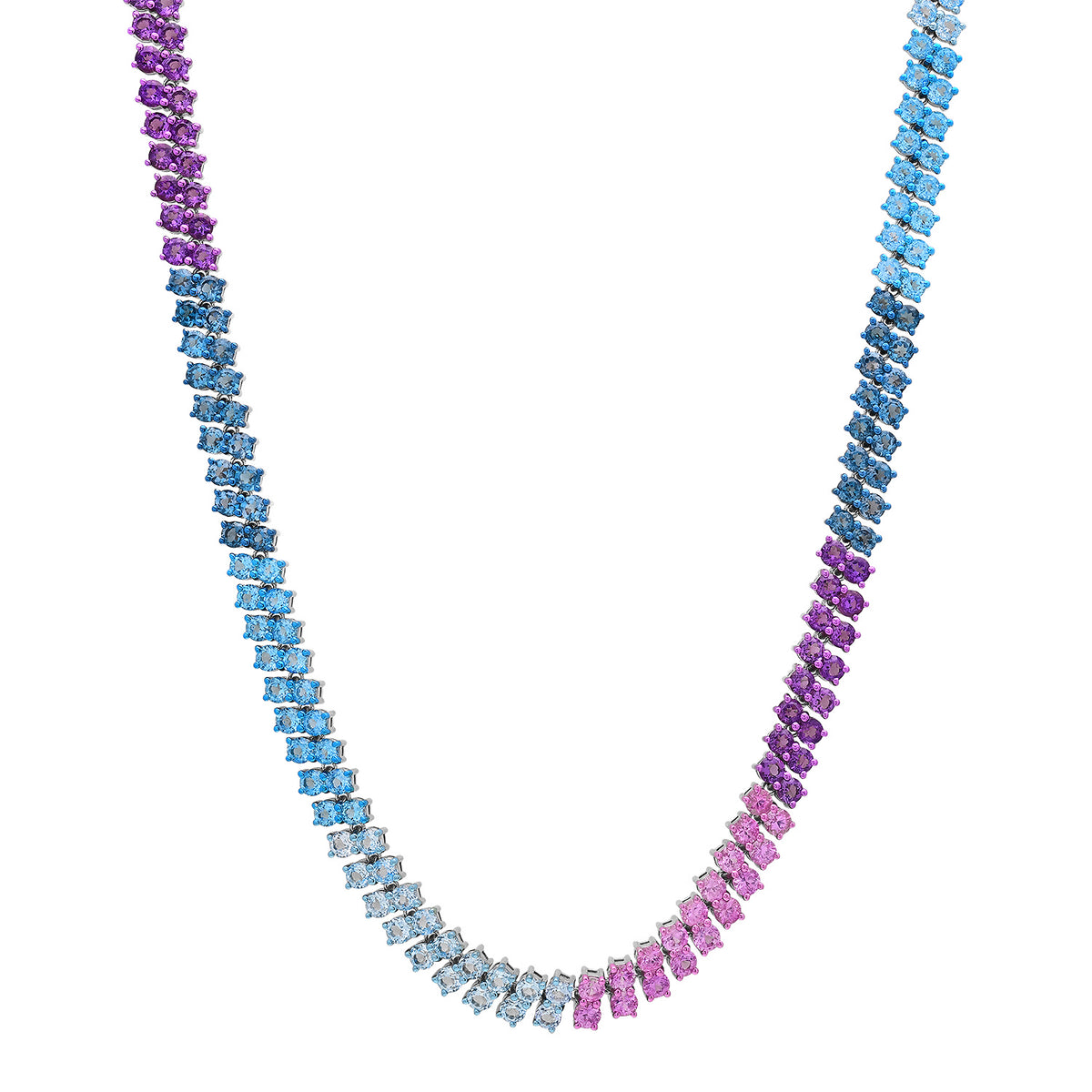 Mixed Gemstone Mesh Flexible Tennis Necklace