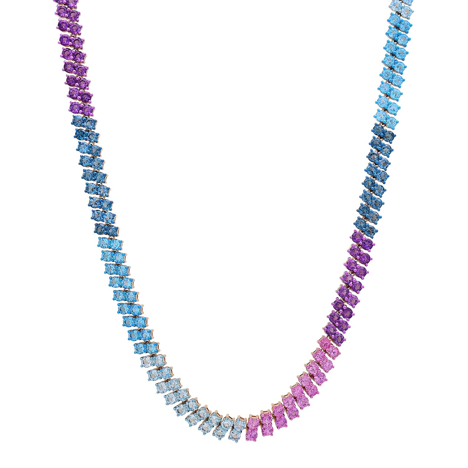 Mixed Gemstone Mesh Flexible Tennis Necklace