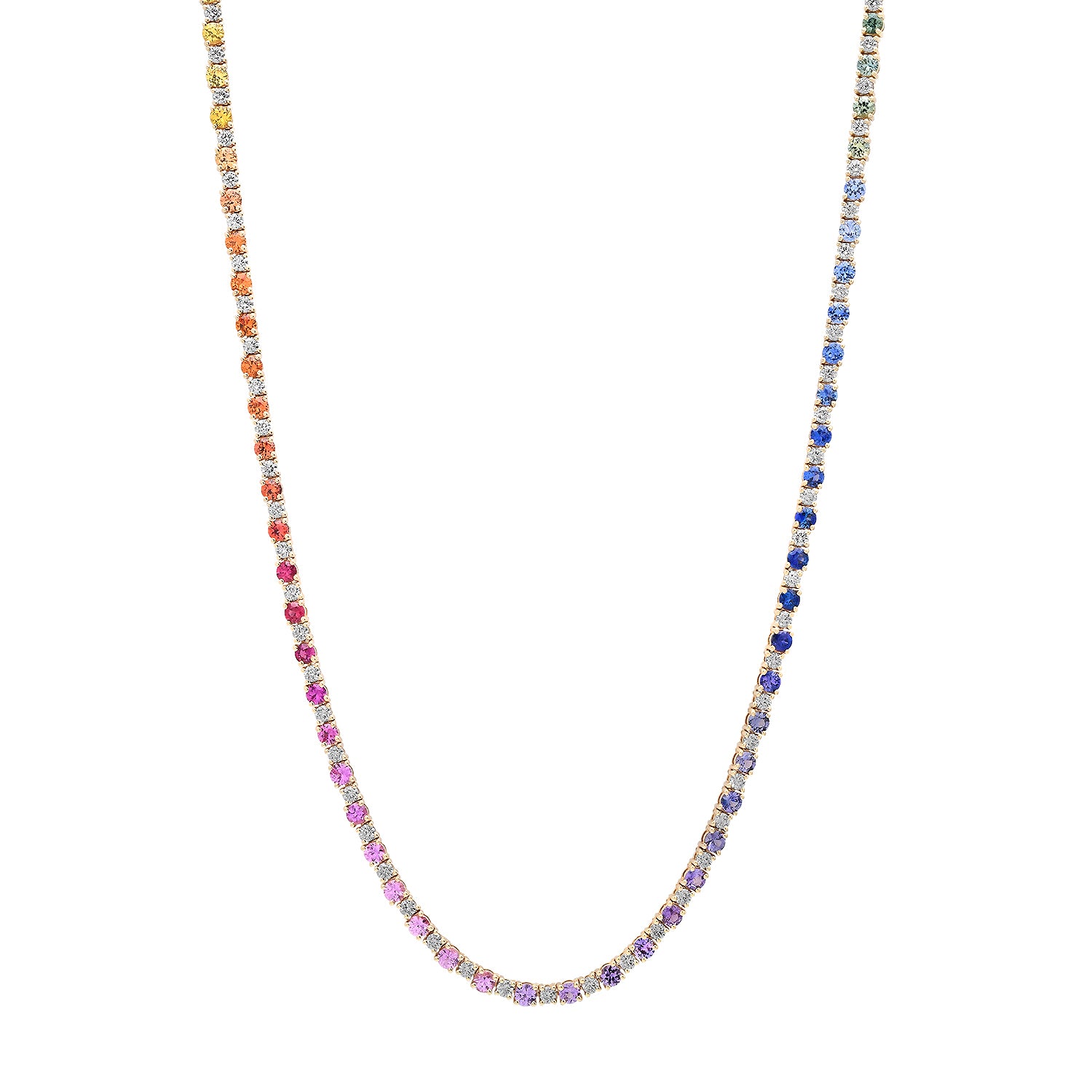 Diamond & Mixed Gemstone Ombre Tennis Necklace