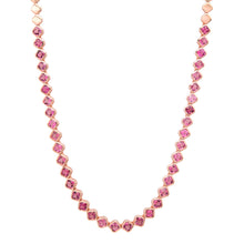 Square Bezel Set Pink Tourmaline Statement Necklace