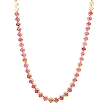 Square Bezel Set Pink Sapphire Statement Necklace