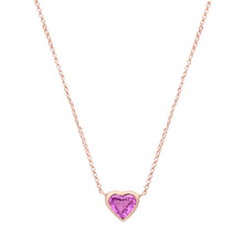 Bezel Set Pink Sapphire Heart Necklace