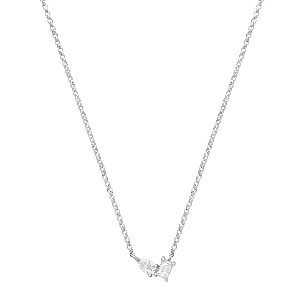 Emerald Cut & Pear Toi et Moi Diamond Necklace