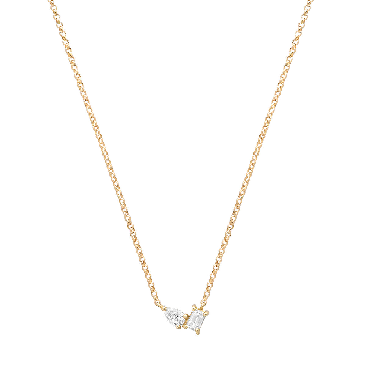 Emerald Cut & Pear Toi et Moi Diamond Necklace