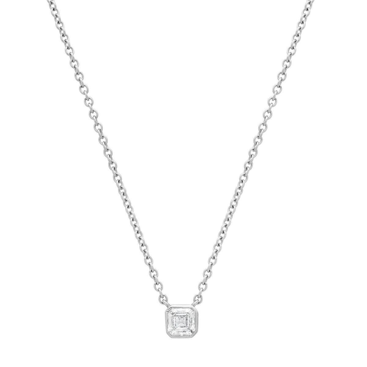 Bezel Set Asscher Cut Diamond Necklace