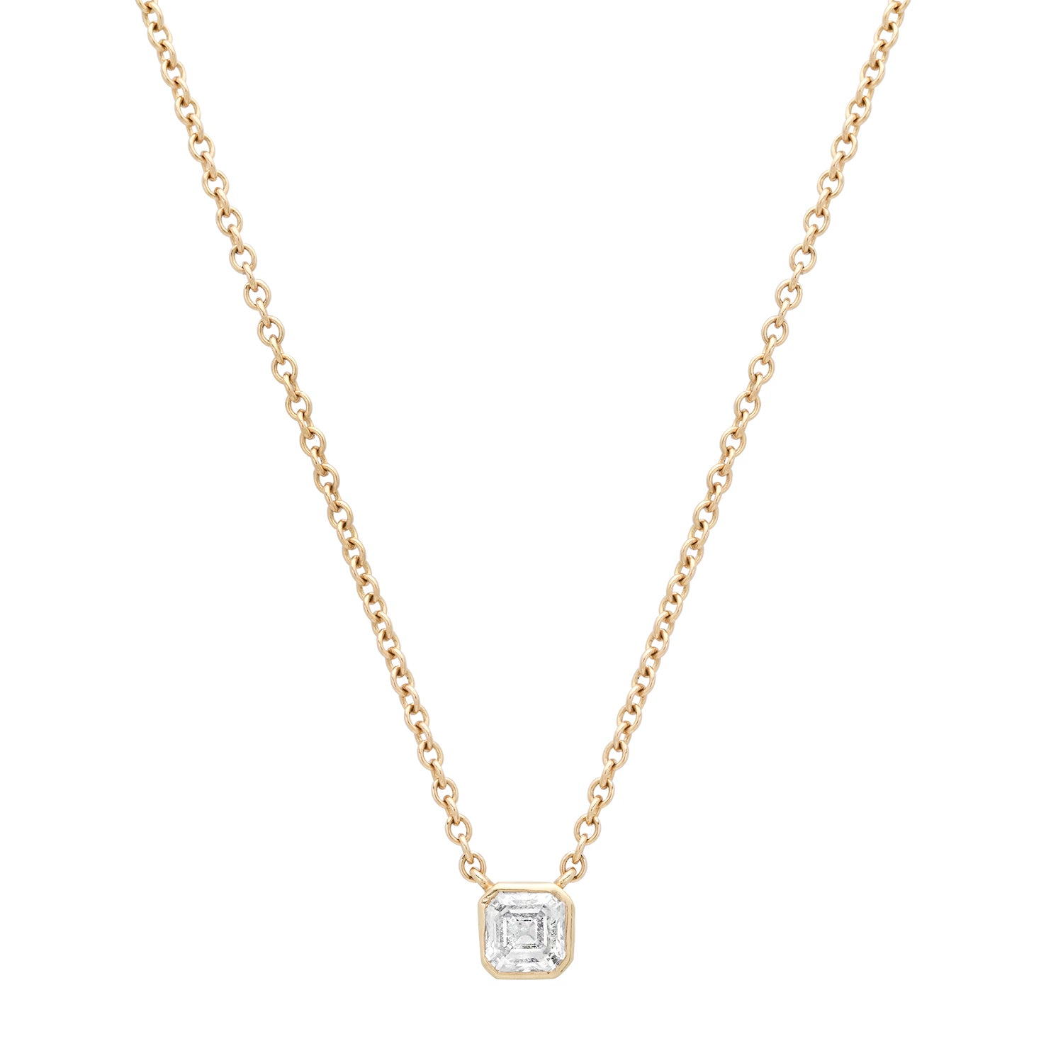 Bezel Set Asscher Cut Diamond Necklace