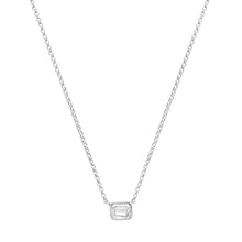 Bezel Set Emerald Cut Diamond Necklace
