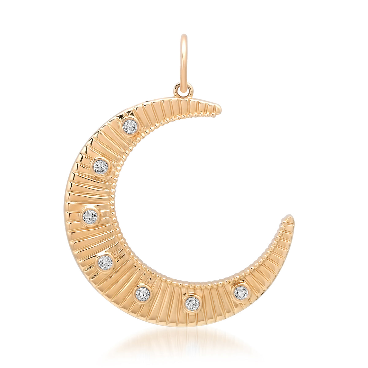 Sparkle Eclipse Fluted Diamond Crescent Moon Charm