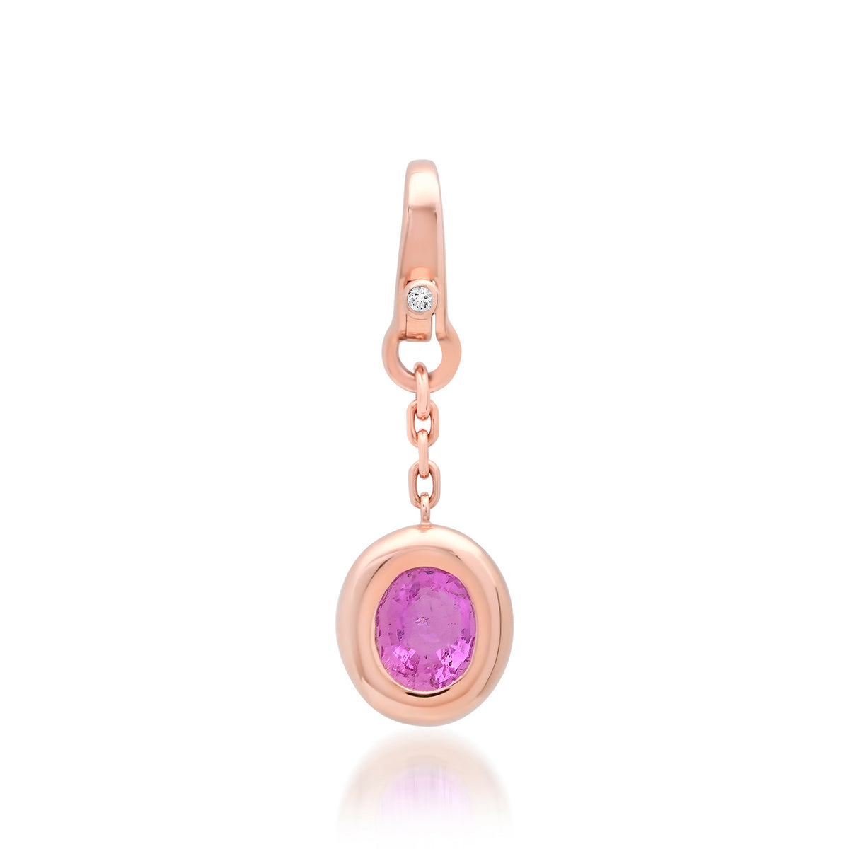Bezel Set Pink Sapphire Dangle Drop Charm